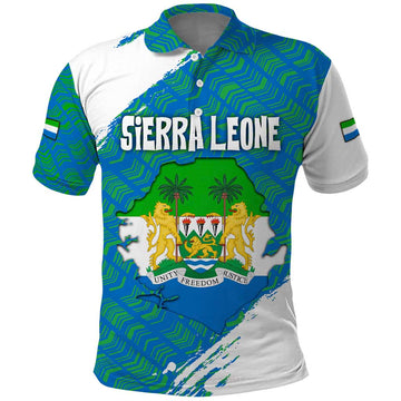 Sierra Leone Crest Polo Shirt with National Coat of Arms and Flag Colors TS04