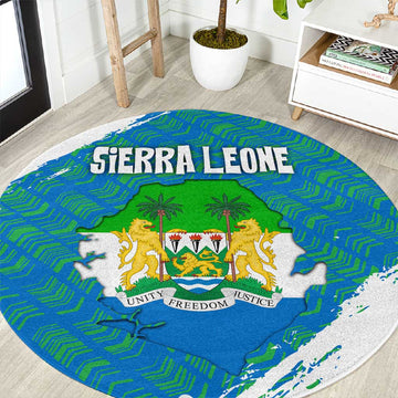 Sierra Leone Crest Round Carpet with National Coat of Arms and Flag Colors TS04