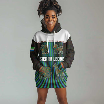 Sierra Leone Hoodie Dress - Tribal Animal Pattern Featuring Lion Elephant Giraffe and Monkey TS04