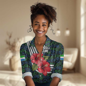 Sierra Leone Women Casual Shirt Red Hibiscus Floral Design TS04