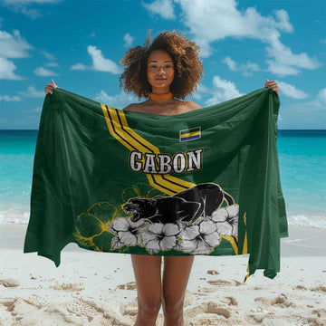 Gabon Sarong - Black Panther Graphic and Hibiscus Flower Design in National Colors TS04