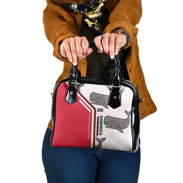 Dominica Flag Shoulder Handbag Tribal Turtle Pattern Red and White with Island Stars Design TS04