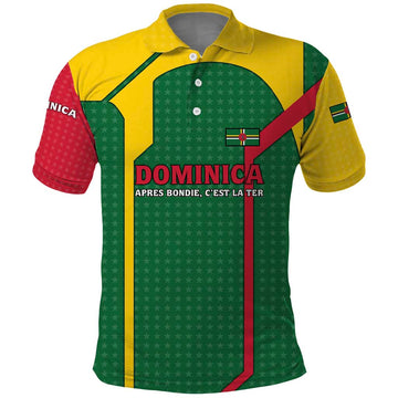 Dominica Flag Polo Shirt National Parrot and Stars Design with Motto Apres Bondie Cest La Ter TS04