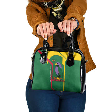 Dominica Flag Shoulder Handbag National Parrot and Stars Design with Motto Apres Bondie Cest La Ter TS04