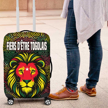Togo Luggage Cover with Red Lion Head Design and Traditional African Pattern TS04