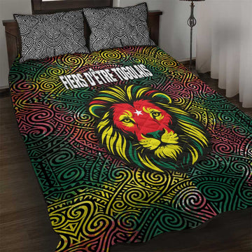 Togo Quilt Bed Set Red Lion Head Design and Traditional African Pattern TS04
