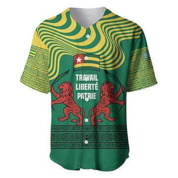 Togo Baseball Jersey - Red Twin Lions and Travail Liberté Patrie Slogan TS04