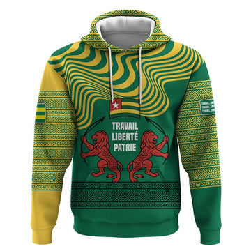 Togo Hoodie with Red Twin Lions and Travail Liberté Patrie Slogan TS04