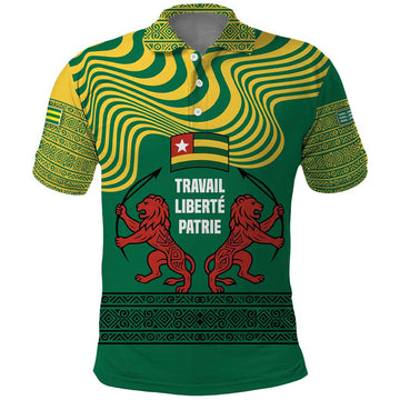 Togo Polo Shirt with Red Twin Lions and Travail Liberté Patrie Slogan TS04