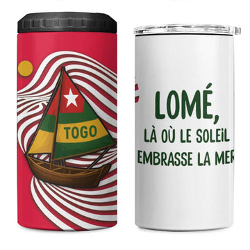 Lome Togo 4 in 1 Can Cooler Tumbler - Sailboat and Sunset Where the Sun Kisses the Sea TS04