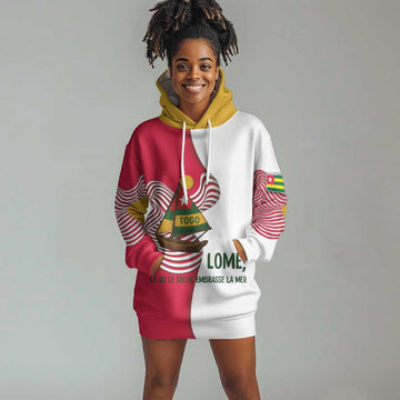 Lome Togo Hoodie Dress - Sailboat and Sunset Where the Sun Kisses the Sea TS04