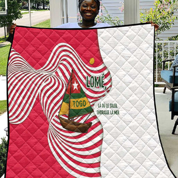 Lome Togo Quilt - Sailboat and Sunset Where the Sun Kisses the Sea TS04