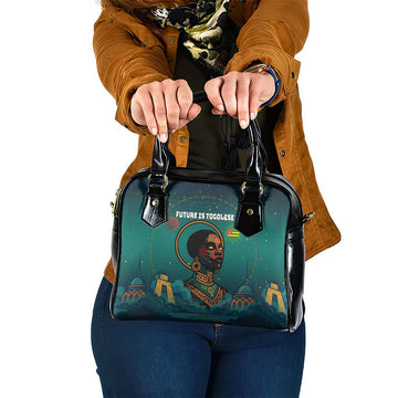 Togo Futuristic Afrocentric Woman Shoulder Handbag with Flag and Stars Design TS04