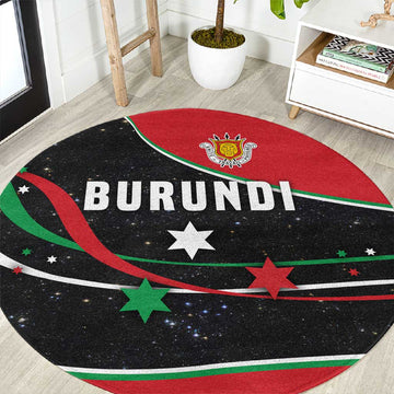 Burundi Round Carpet with Athletics Runners Black Red Green Flag Spirit TS04