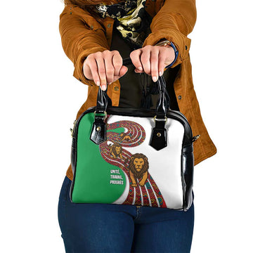 Burundi Lion Tribal Pattern Shoulder Handbag with National Motto Unité Travail Progrès TS04