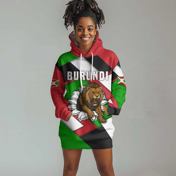 Burundi Roaring Lion Hoodie Dress with National Flag Colors TS04