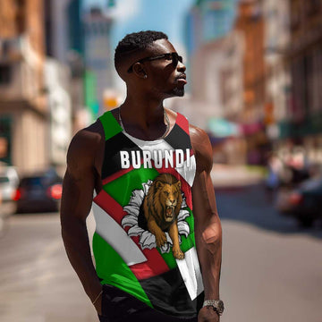 Burundi Roaring Lion Men Tank Top with National Flag Colors TS04