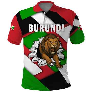 Burundi - Roaring Lion Polo Shirt with National Flag Colors TS04