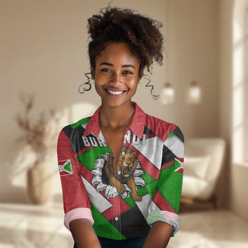 Burundi Roaring Lion Women Casual Shirt with National Flag Colors TS04