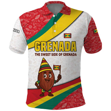 Grenada Polo Shirt with Cocoa Bean Mascot and National Flag Colors TS04