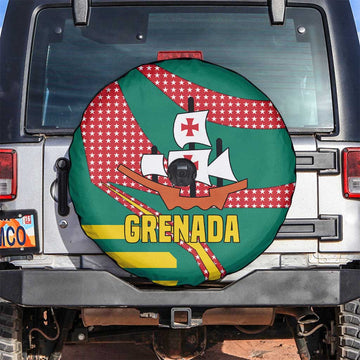 Grenada Spare Tire Cover with Cocoa Bean Mascot and National Flag Colors TS04