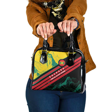 Grenada Mountain Graphic Shoulder Handbag with National Flag and Saint Catherine Quote Design TS04