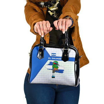 El Salvador National Symbol Shoulder Handbag with Torogoz Bird and Flag Map Design TS04