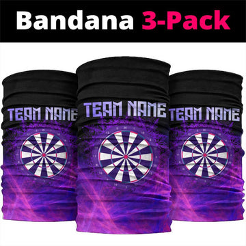 Dartboard and Darts Neck Gaiter with Purple Smoke Background and Custom Team Name TS04