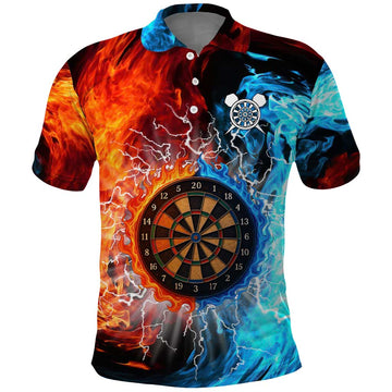 Custom Thunder Lightning Darts Polo Shirt Dartboard Water Fire TS04