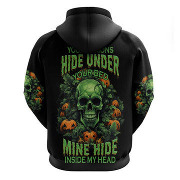 Your Demons Hide Under Your Bed Skull Halloween Hoodie TS04