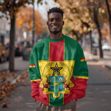 African Ghana Sweatshirt Flag with Coat of Arms Simple Design TS04