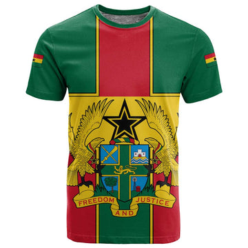 African Ghana T shirt Flag with Coat of Arms Simple Design TS04