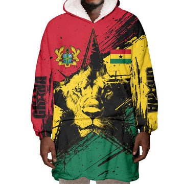 Afro Ghana Lion Wearable Blanket Hoodie Star Grunge Style TS04