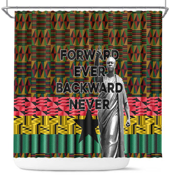 Kwame Nkrumah Shower Curtain with Coat of Arms Grunge Style Design TS04