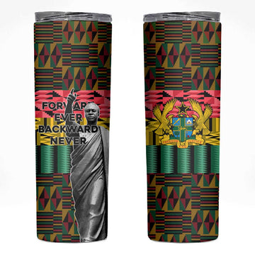 Kwame Nkrumah Ghana Skinny Tumbler Kente Pattern African TS04