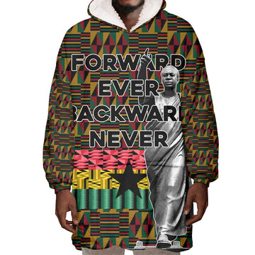Kwame Nkrumah Ghana Wearable Blanket Hoodie Kente Pattern African TS04