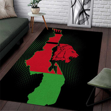 Malawi Lion Map Flag Area Rug Wildlife Fusion Design TS04