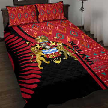 Malawi Patterns African Quilt Bed Set Blended with Flag Colors and National Emblem TS04