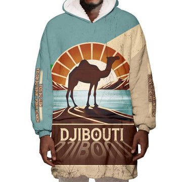 Djibouti Camel Wearable Blanket Hoodie Where Desert Meets Sea and Heritage Stands Tall TS04