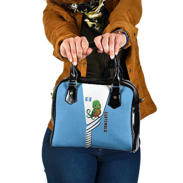 Guatemala Cute Quetzal Bird Shoulder Handbag with Blue White Flag Colors and Tribal Pattern Design TS04