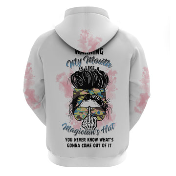 Warning My Mouth Messy Bun Hoodie TS04