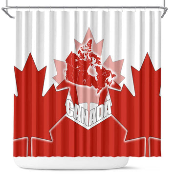 Canada Flag Shower Curtain National Map & Symbolic Design TS04