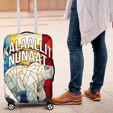 Kalaallit Nunaat Pride Luggage Cover Polar Bear Spirit in Stained Glass Style TS04