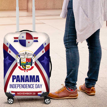 Panama Independence Day Luggage Cover with National Coat of Arms and Red Blue Star Design TS04