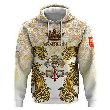 Vatican Gold Baroque Hoodie Papal Crown & Keys Vintage Catholic TS04