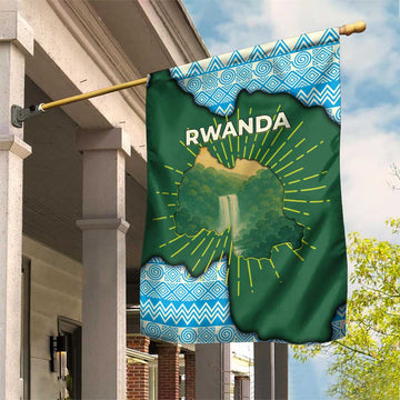 Rwanda Garden Flag with Green Nature Map Waterfall Sunburst Spirit TS04