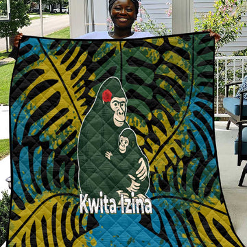 Rwanda Quilt with Gorilla Family Kwita Izina Leaf Jungle Spirit TS04