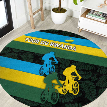 Rwanda Round Carpet with Tour du Rwanda Cycling Race Flag Stripe Spirit TS04