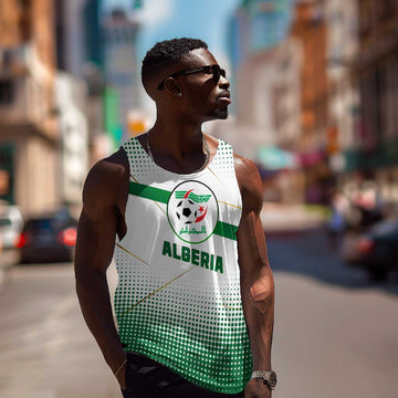 Algeria Soccer Men Tank Top with Desert Warriors Text and National Flag Design TS04