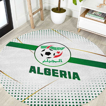 Algeria Soccer Round Carpet with Desert Warriors Text and National Flag Design TS04